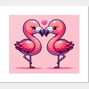 Loving Flamingos - Valentine's Day Pink Birds Posters and Art